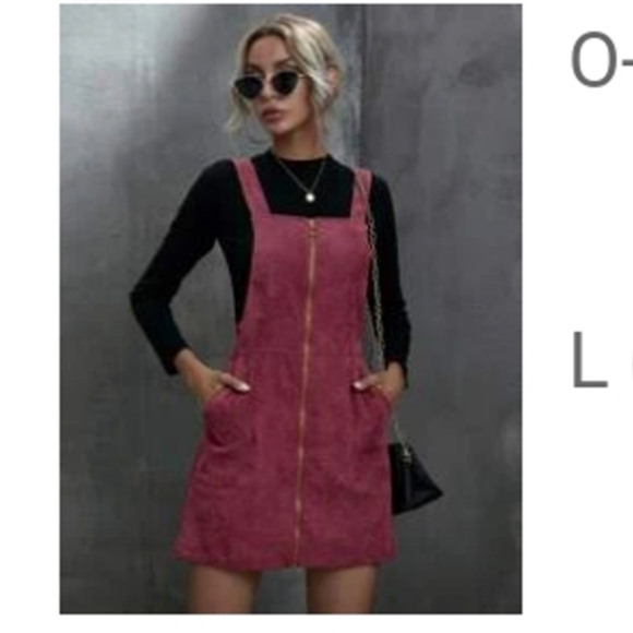 SHEIN Dresses & Skirts - O-ring Zip Up Corduroy Overall Dress